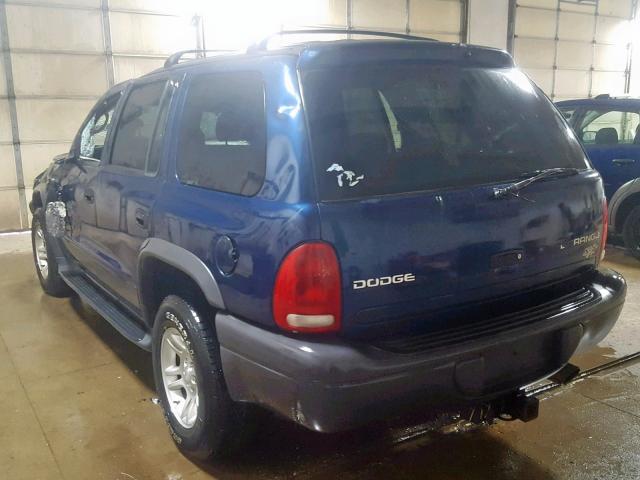 1D4HS38N03F525062 - 2003 DODGE DURANGO SP BLUE photo 3