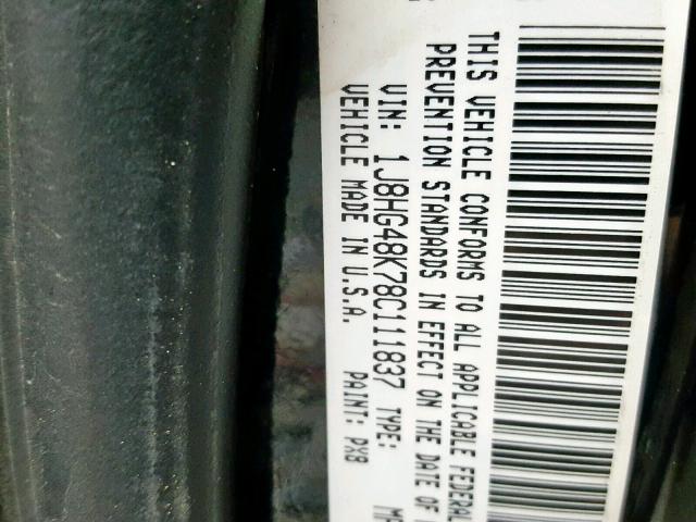 1J8HG48K78C111837 - 2008 JEEP COMMANDER Qara foto 10