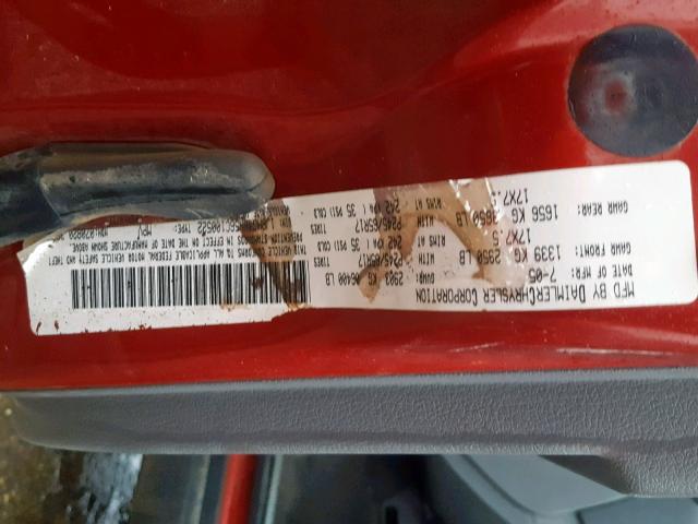 1J8HG48N56C100522 - 2006 JEEP COMMANDER RED photo 10