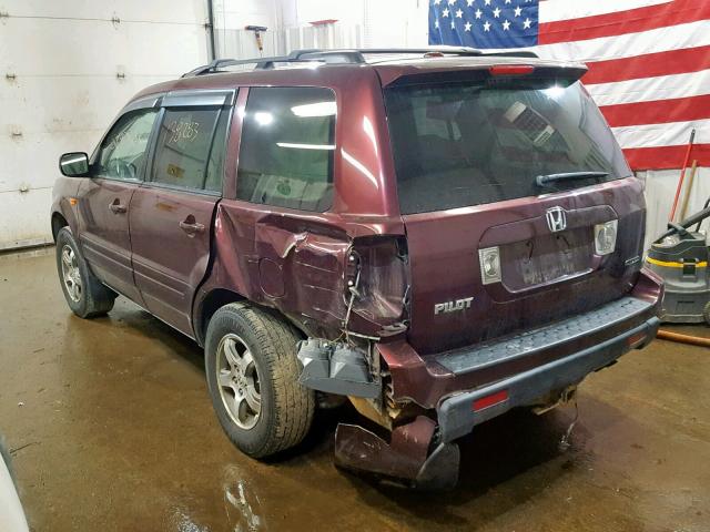 5FNYF18368B010034 - 2008 HONDA PILOT SE BURGUNDY photo 3