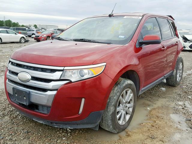 2FMDK3JC6DBB29740 - 2013 FORD EDGE SEL RED photo 2