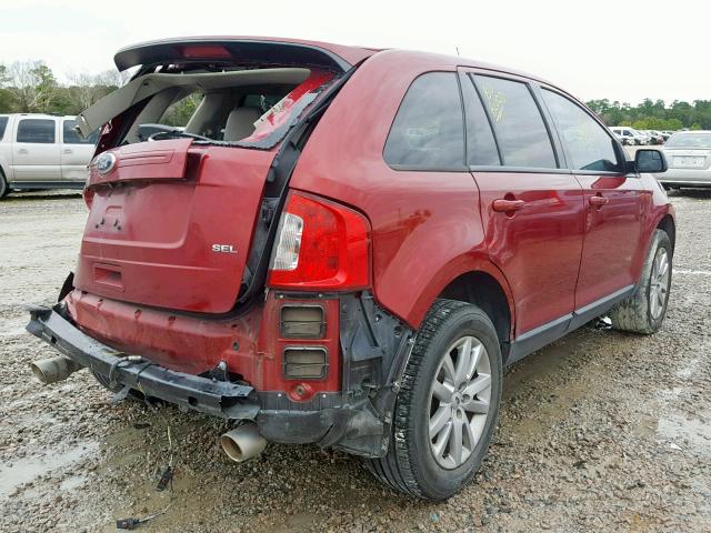 2FMDK3JC6DBB29740 - 2013 FORD EDGE SEL RED photo 4