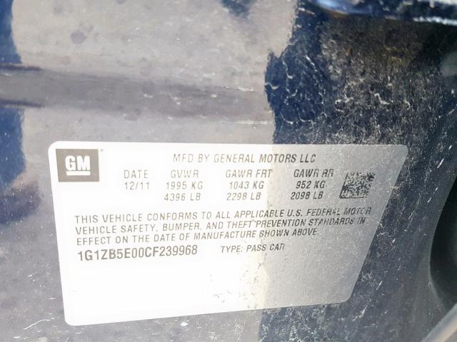 1G1ZB5E00CF239968 - 2012 CHEVROLET MALIBU LS ლურჯი ფოტო 10
