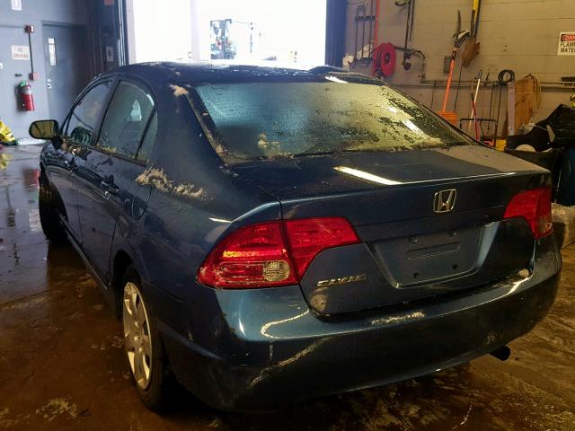 1HGFA16518L114116 - 2008 HONDA CIVIC LX BLUE photo 3