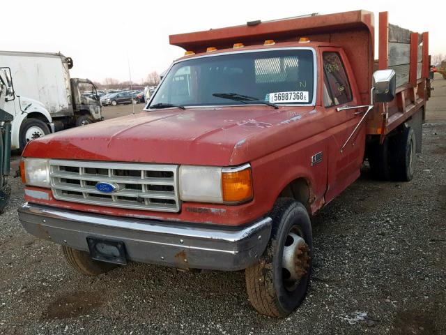 2FDLF47M5KCB34845 - 1989 FORD F SUPER DU RED photo 2