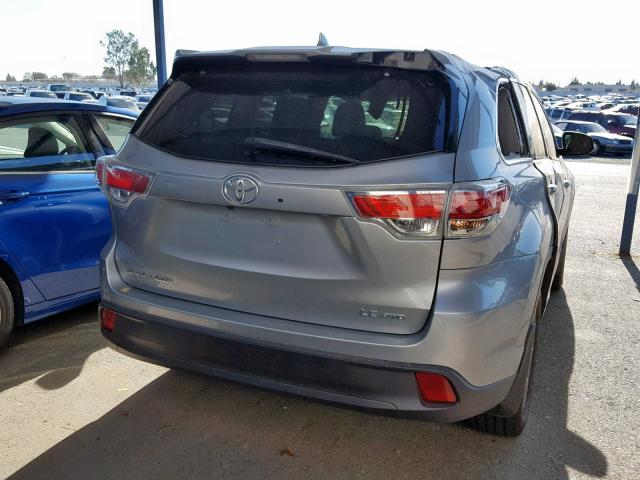 5TDBKRFH2ES019920 - 2014 TOYOTA HIGHLANDER GRAY photo 4