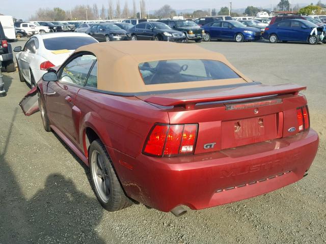 1FAFP45X63F307330 - 2003 FORD MUSTANG GT RED photo 3
