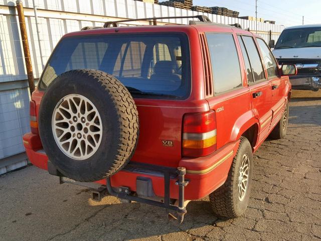 1J4GZ78YXRC325980 - 1994 JEEP GRAND CHER RED photo 4