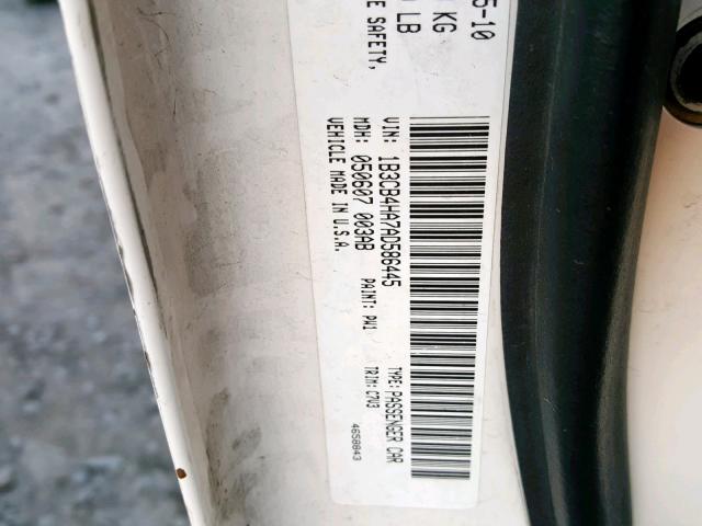 1B3CB4HA7AD586445 - 2010 DODGE CALIBER SX WHITE photo 10