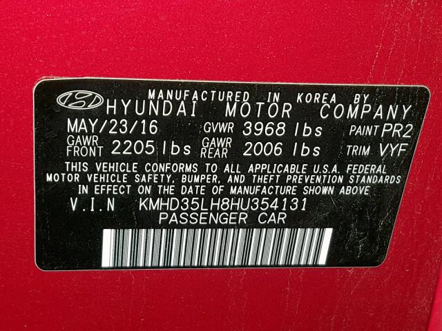 KMHD35LH8HU354131 - 2017 HYUNDAI ELANTRA GT RED photo 10