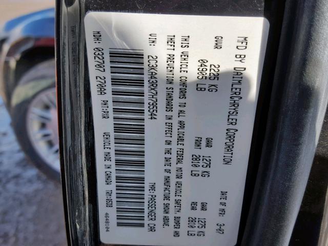 2C3KA43RX7H795544 - 2007 CHRYSLER 300 BLACK photo 10