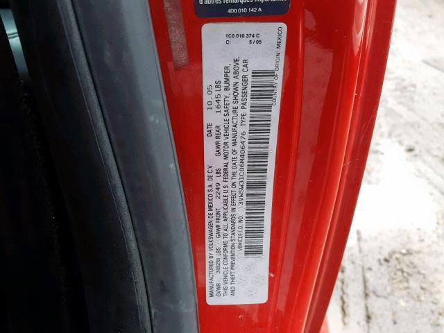 3VWSW31C06M406476 - 2006 VOLKSWAGEN NEW BEETLE Qırmızı foto 10