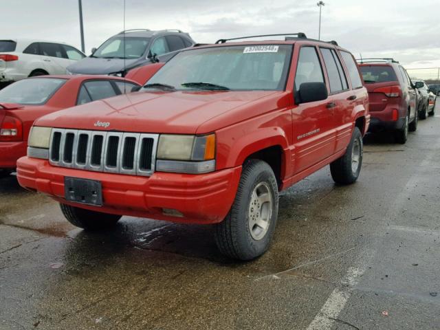 1J4GZ48S1WC361160 - 1998 JEEP GRAND CHER RED photo 2