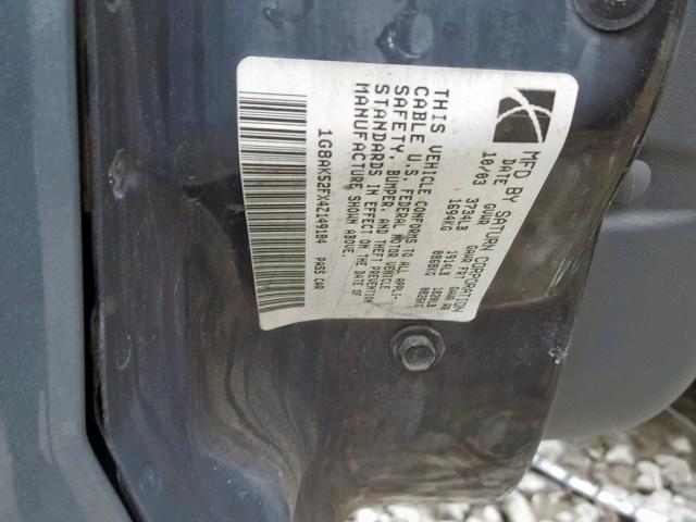 1G8AK52FX4Z149184 - 2004 SATURN ION LEVEL GREEN photo 10