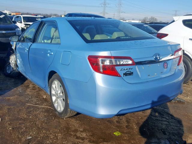 4T1BD1FK2CU010677 - 2012 TOYOTA CAMRY HYBR BLUE photo 3