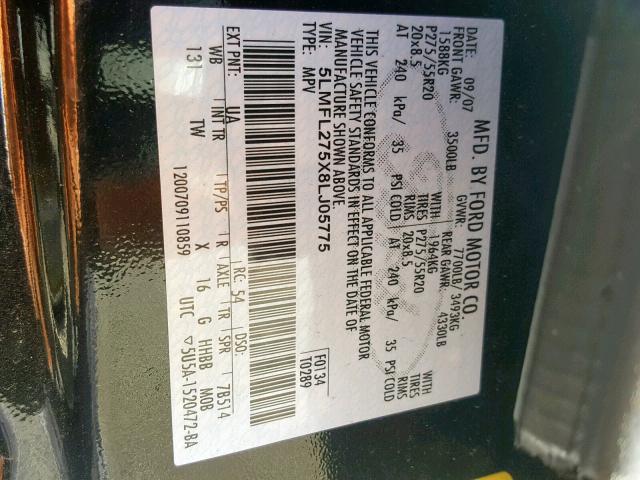 5LMFL275X8LJ05775 - 2008 LINCOLN NAVIGATOR 黑色 照片 10