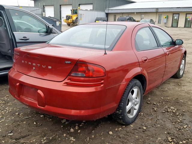 1B3EL46X04N212772 - 2004 DODGE STRATUS SX RED photo 4