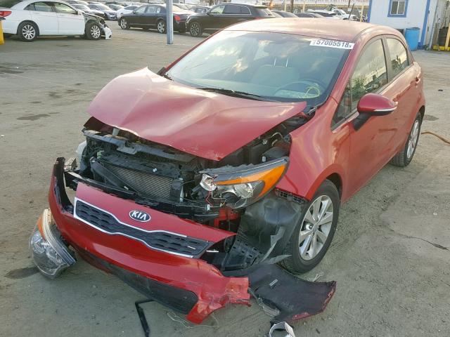 KNADN5A37E6405296 - 2014 KIA RIO EX RED photo 2