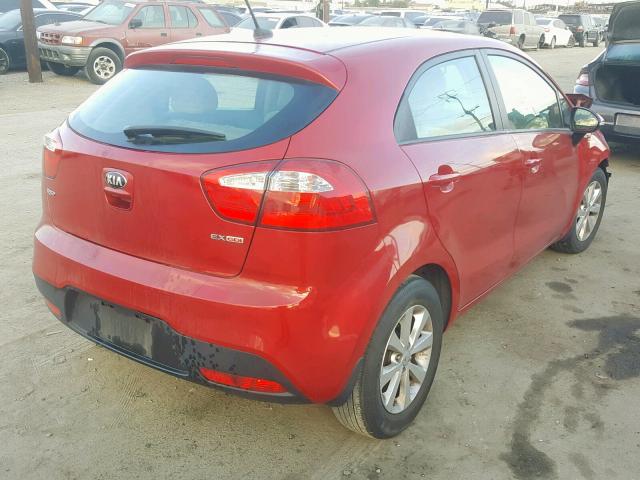 KNADN5A37E6405296 - 2014 KIA RIO EX RED photo 4