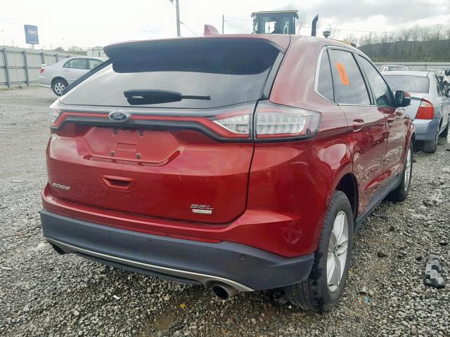 2FMTK3J92FBC21950 - 2015 FORD EDGE SEL RED photo 4