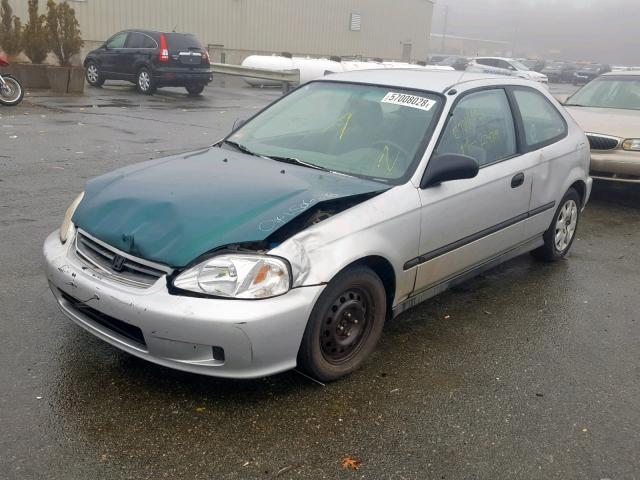 2HGEJ6345XH111154 - 1999 HONDA CIVIC DX SILVER photo 2