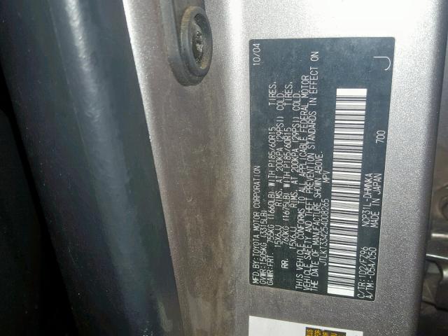 JTLKT334254008265 - 2005 TOYOTA SCION XB Сұр фото 10