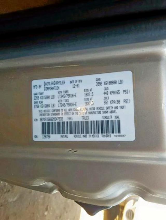 3B7KF23682M247933 - 2002 DODGE RAM 2500 GOLD photo 10