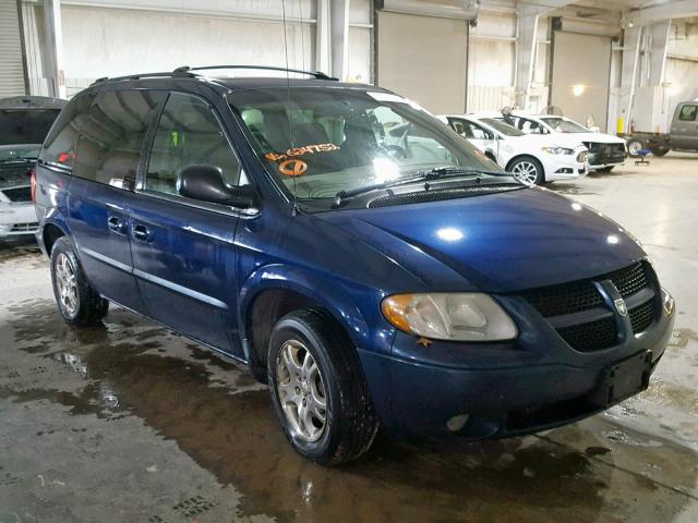 1B4GP45382B624752 - 2002 DODGE CARAVAN SP BLUE photo 1