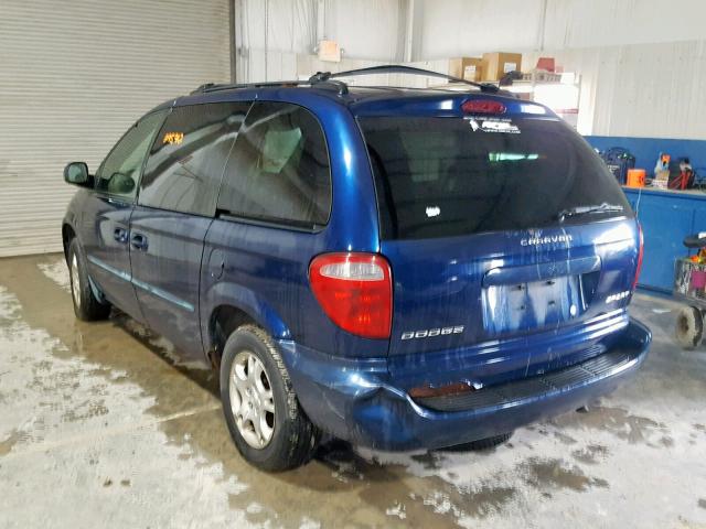 1B4GP45382B624752 - 2002 DODGE CARAVAN SP BLUE photo 3