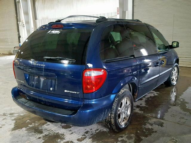 1B4GP45382B624752 - 2002 DODGE CARAVAN SP BLUE photo 4