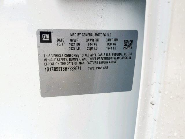 1G1ZB5ST8HF282671 - 2017 CHEVROLET MALIBU LS WHITE photo 10