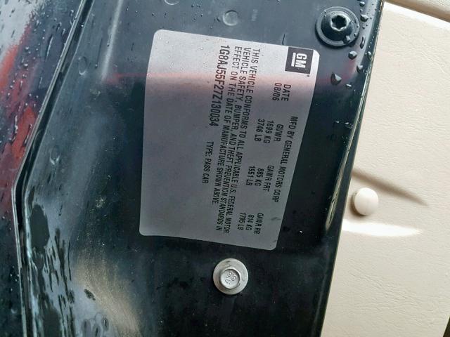 1G8AJ55F27Z130034 - 2007 SATURN ION LEVEL BLACK photo 10