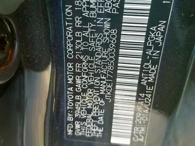 JTKDE177850039608 - 2005 TOYOTA SCION TC 黑色 照片 10