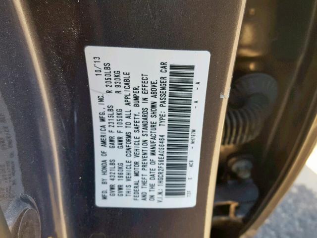 1HGCR2F56EA056464 - 2014 HONDA ACCORD SPO GRAY photo 10