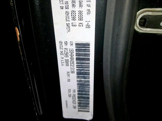 1B3HB48A29D213198 - 2009 DODGE CALIBER SX BLACK photo 10