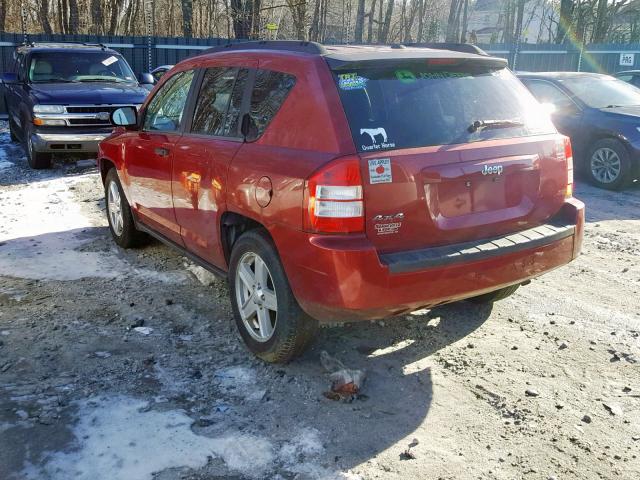 1J8FF47W97D170752 - 2007 JEEP COMPASS RED photo 3