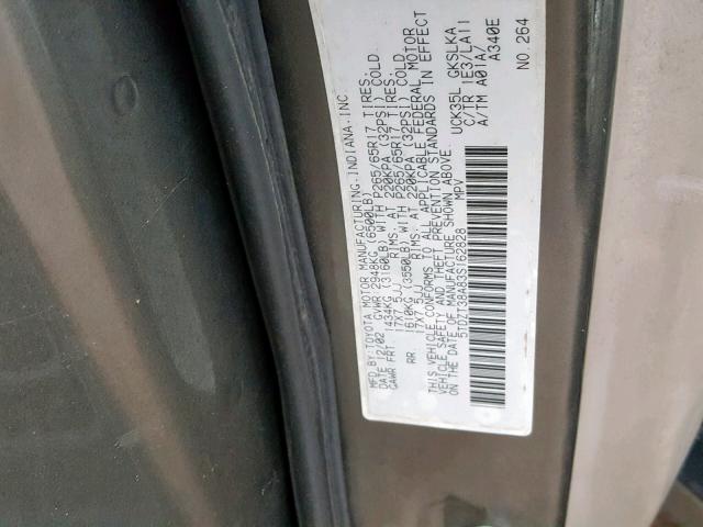 5TDZT38A83S162828 - 2003 TOYOTA SEQUOIA LI GRAY photo 10