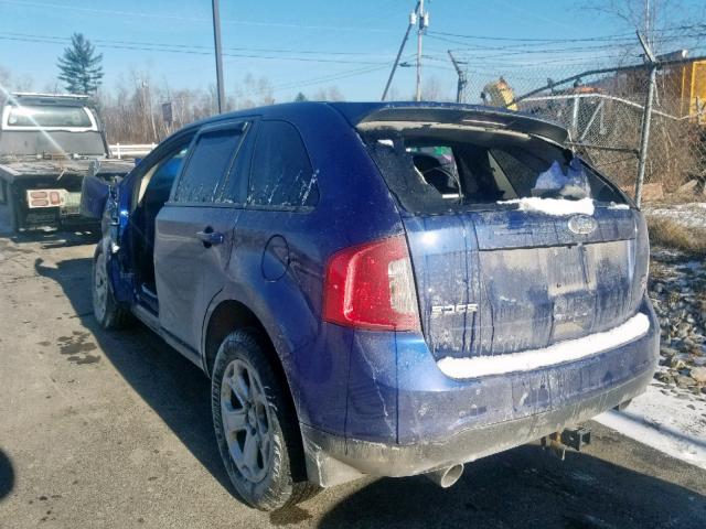 2FMDK4JC3EBB51041 - 2014 FORD EDGE SEL BLUE photo 3