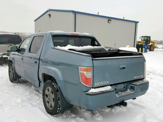 2HJYK16317H529219 - 2007 HONDA RIDGELINE BLUE photo 3