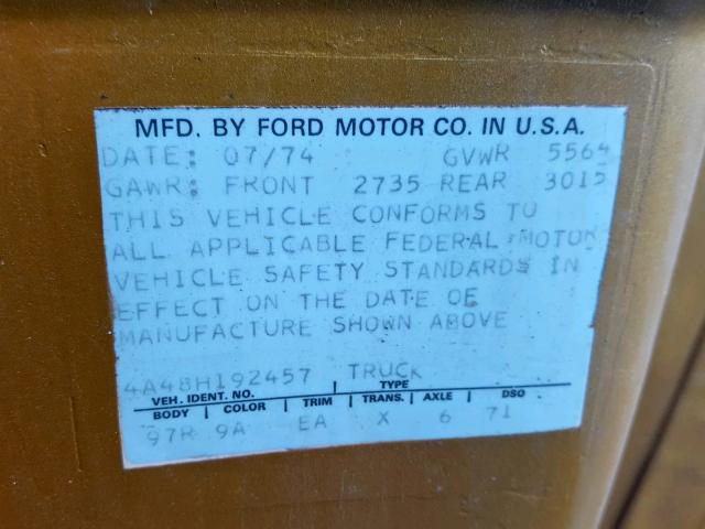 0000005A47H141586 - 1975 FORD RANCHERO GOLD photo 10