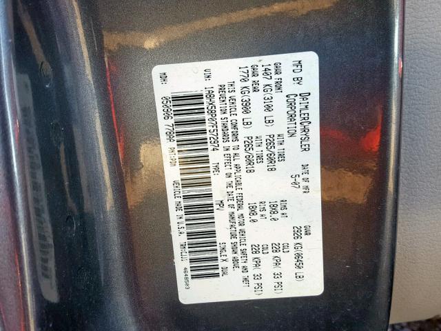 1A8HX58P07F572974 - 2007 CHRYSLER ASPEN LIMI GRAY photo 10