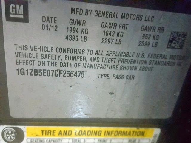 1G1ZB5E07CF256475 - 2012 CHEVROLET MALIBU LS GRAY photo 10