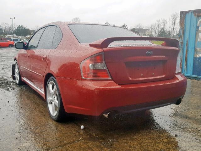 4S3BL676X64204299 - 2006 SUBARU LEGACY GT RED photo 3