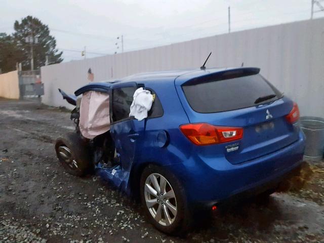 4A4AR3AU6FE015037 - 2015 MITSUBISHI OUTLANDER BLUE photo 3