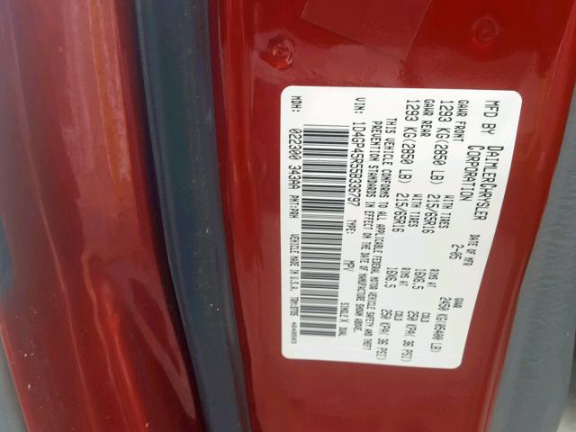 1D4GP45R55B336797 - 2005 DODGE CARAVAN SX RED photo 10