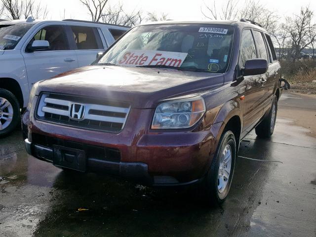 5FNYF18298B032178 - 2008 HONDA PILOT VP BURGUNDY photo 2