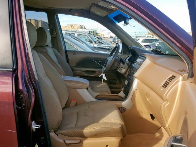 5FNYF18298B032178 - 2008 HONDA PILOT VP BURGUNDY photo 5