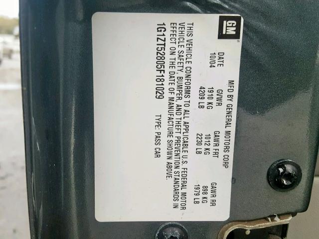 1G1ZT52805F181029 - 2005 CHEVROLET MALIBU LS 灰色 照片 10