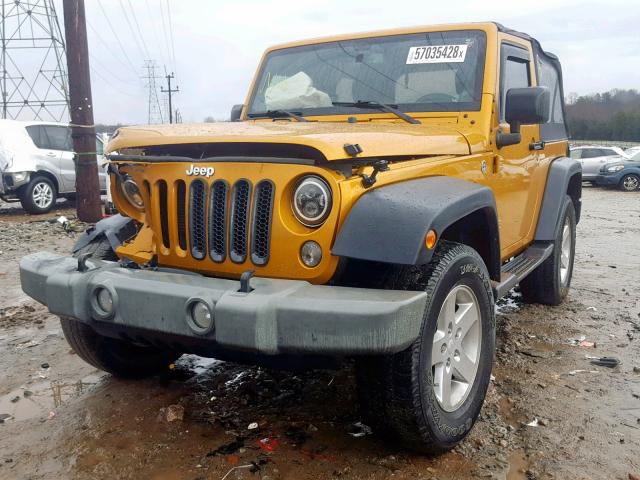 1C4AJWAG8EL304585 - 2014 JEEP WRANGLER S YELLOW photo 2