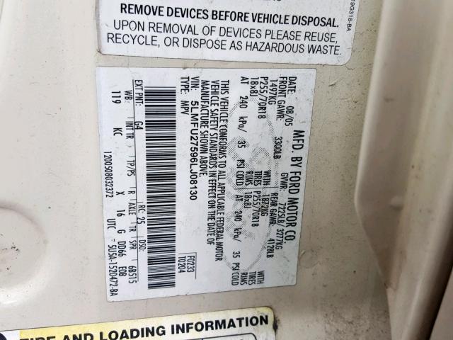 5LMFU27596LJ08130 - 2006 LINCOLN NAVIGATOR Ağ foto 10